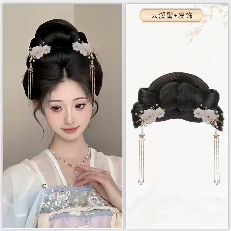 Hanfu Wig Bun Hairpiece | Chinese Ancient Costume Hair Accessories, Bridal Updo Extension for Cosplay