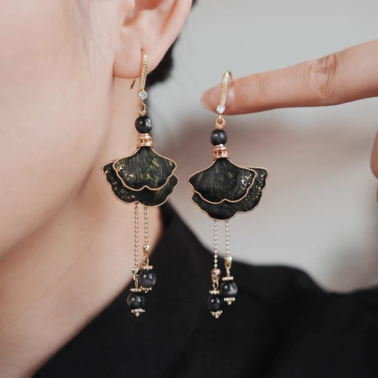 Chinese Ronghua Flower Earrings | Traditional Chinese Handmade Floral Earrings | Elegant Cultural Gift
