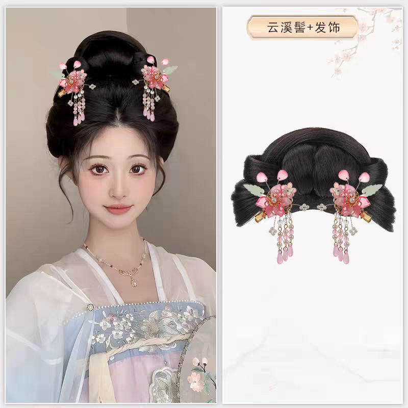 Hanfu Wig Bun Hairpiece | Chinese Ancient Costume Hair Accessories, Bridal Updo Extension for Cosplay