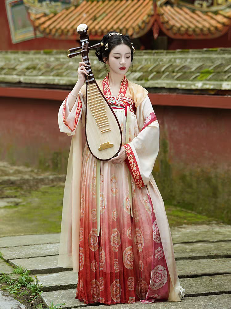 Tang Dynasty style half-sleeved high-chest Hanfu唐制半臂齐胸衫裙汉服XS-XL