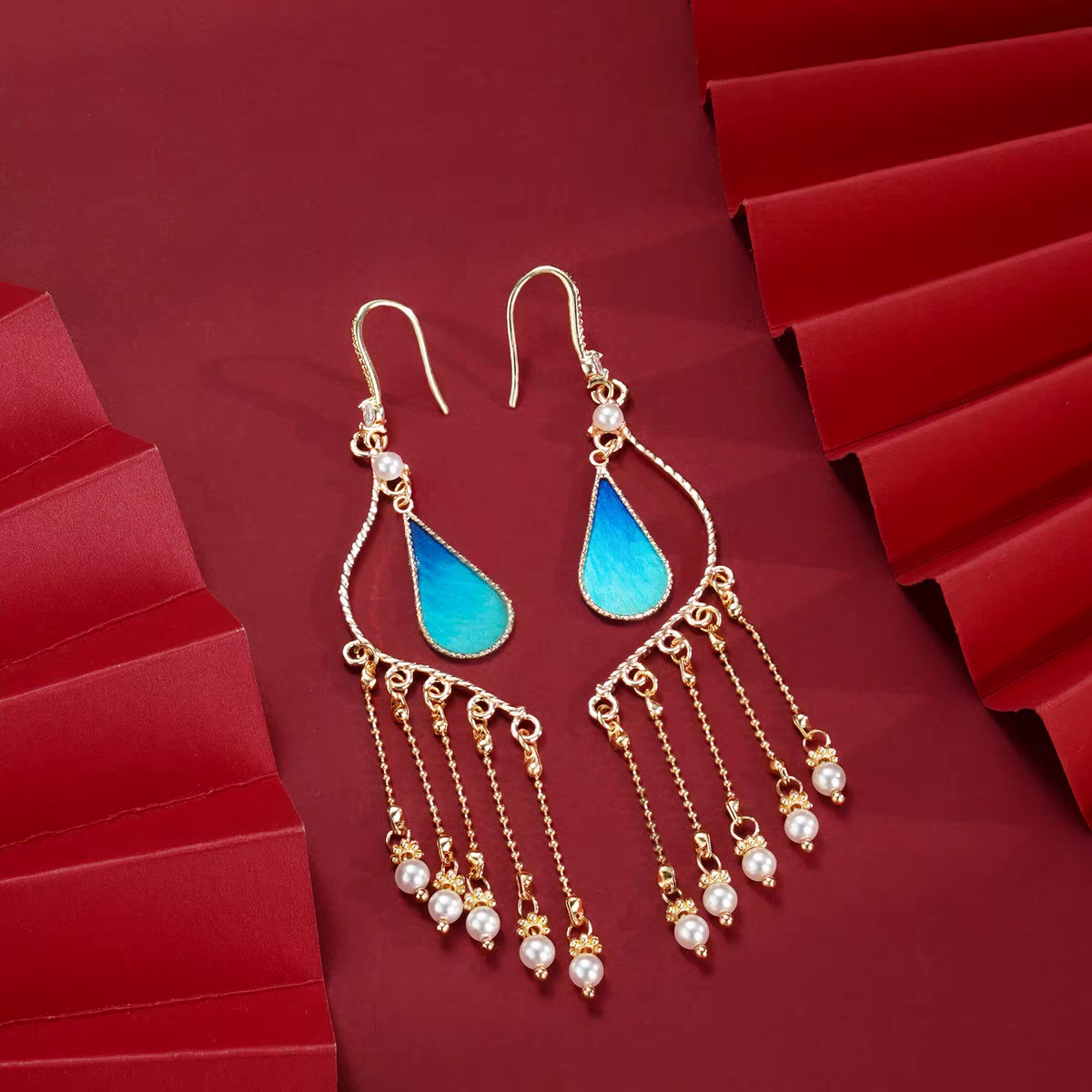 Chinese Ronghua Flower Earrings | Traditional Chinese Handmade Floral Earrings | Elegant Cultural Gift