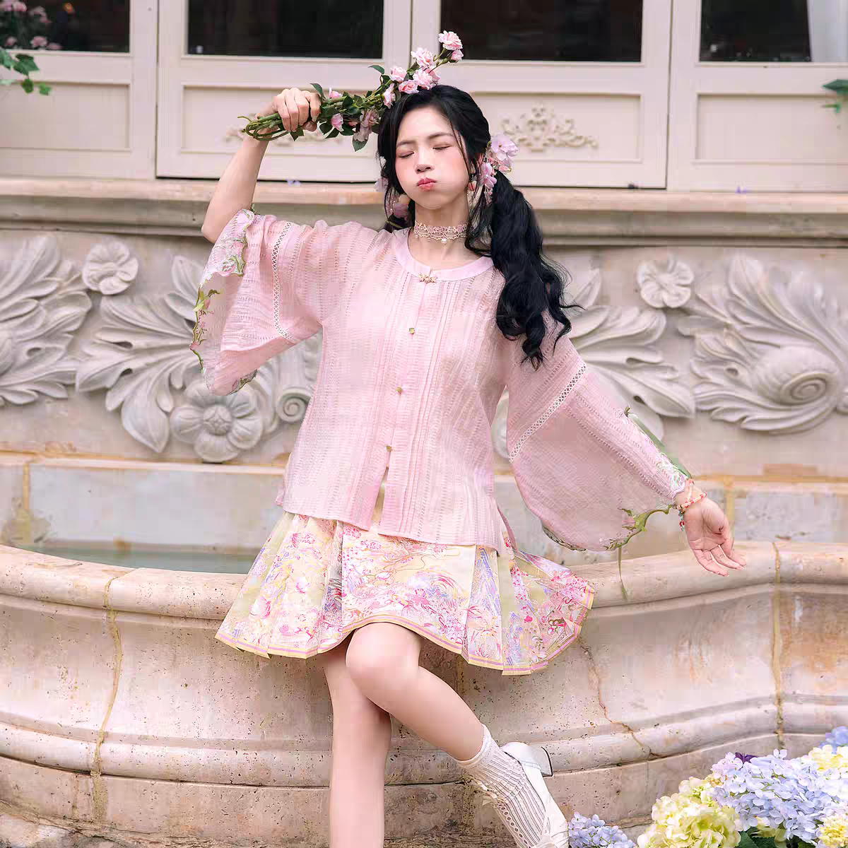 Ensemble jupe courte Mamian classique – Vêtements traditionnels chinois quotidiens faciles S-XL