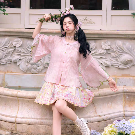 Classic Short Mamian Skirt Set – Easy Everyday Chinese Traditional Clothing S-XL