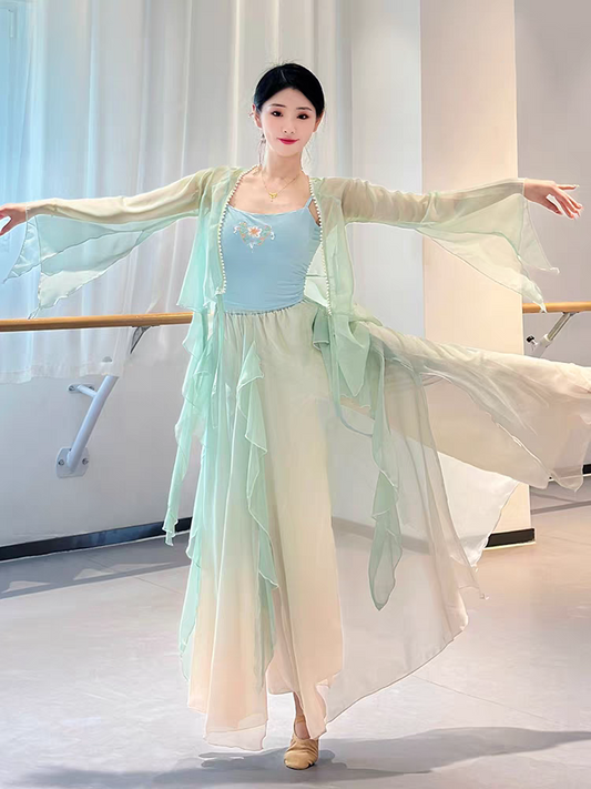 古典舞蹈服装飘逸女演出服仙气身韵纱衣练功服中国舞表演服装套装S-4XL