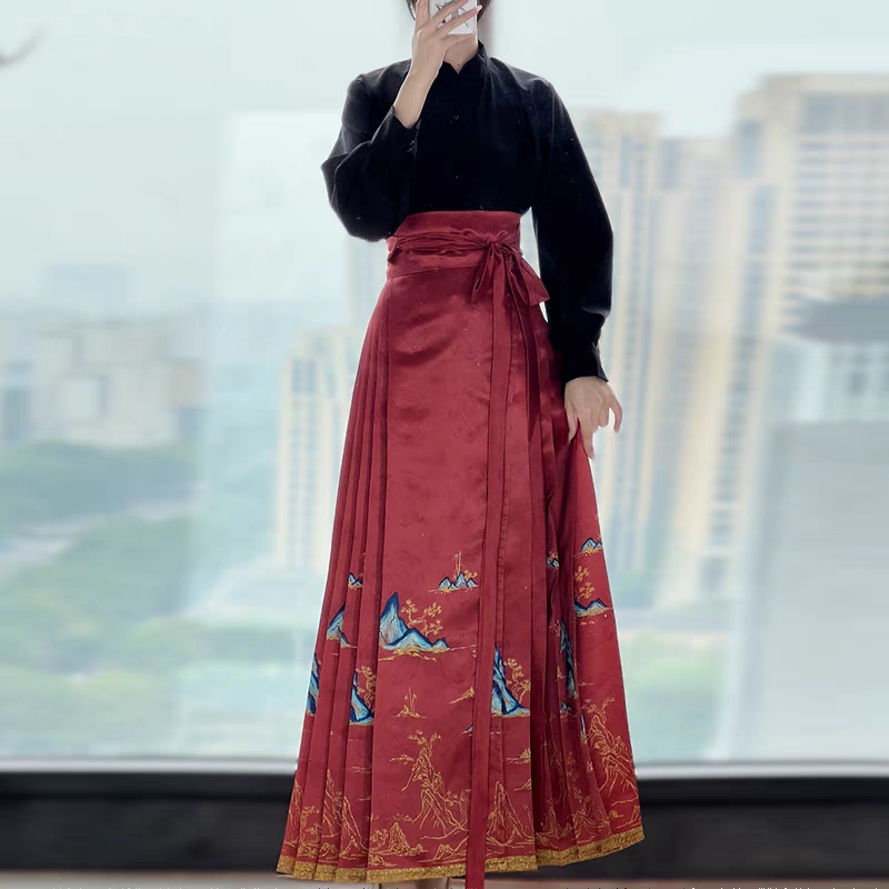 立领马面裙配套S-XL hanfu horse face skirt
