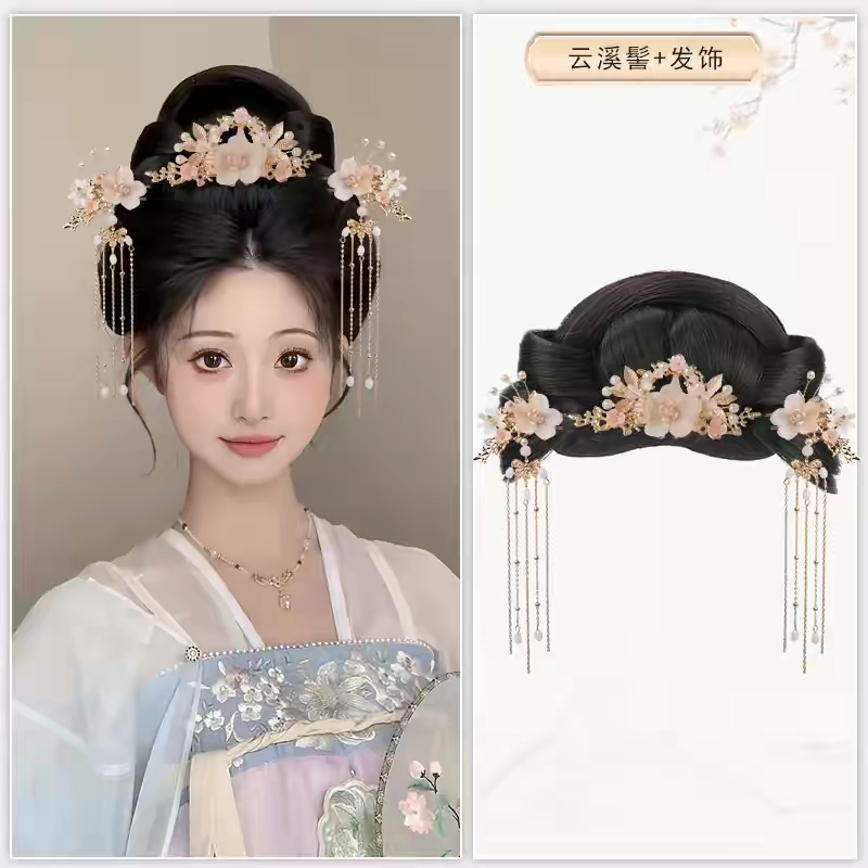 Hanfu Wig Bun Hairpiece | Chinese Ancient Costume Hair Accessories, Bridal Updo Extension for Cosplay
