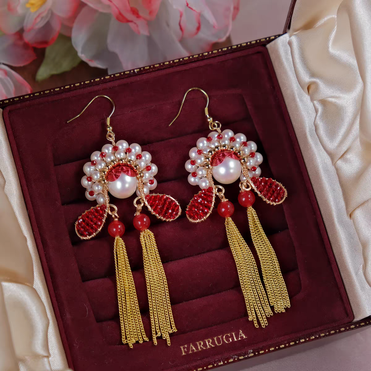 Wang Zhaojun-style Chinese New Year Red Earrings