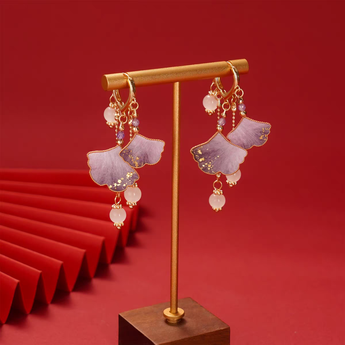 Chinese Ronghua Flower Earrings | Traditional Chinese Handmade Floral Earrings | Elegant Cultural Gift