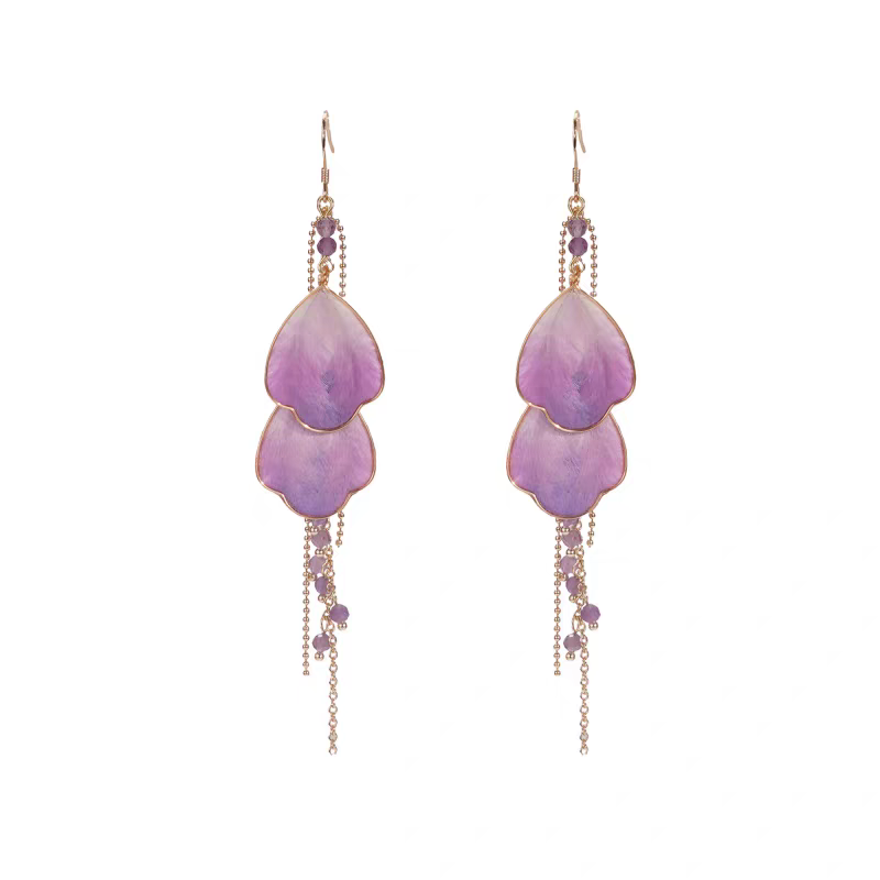 Chinese Ronghua Flower Earrings | Traditional Chinese Handmade Floral Earrings | Elegant Cultural Gift