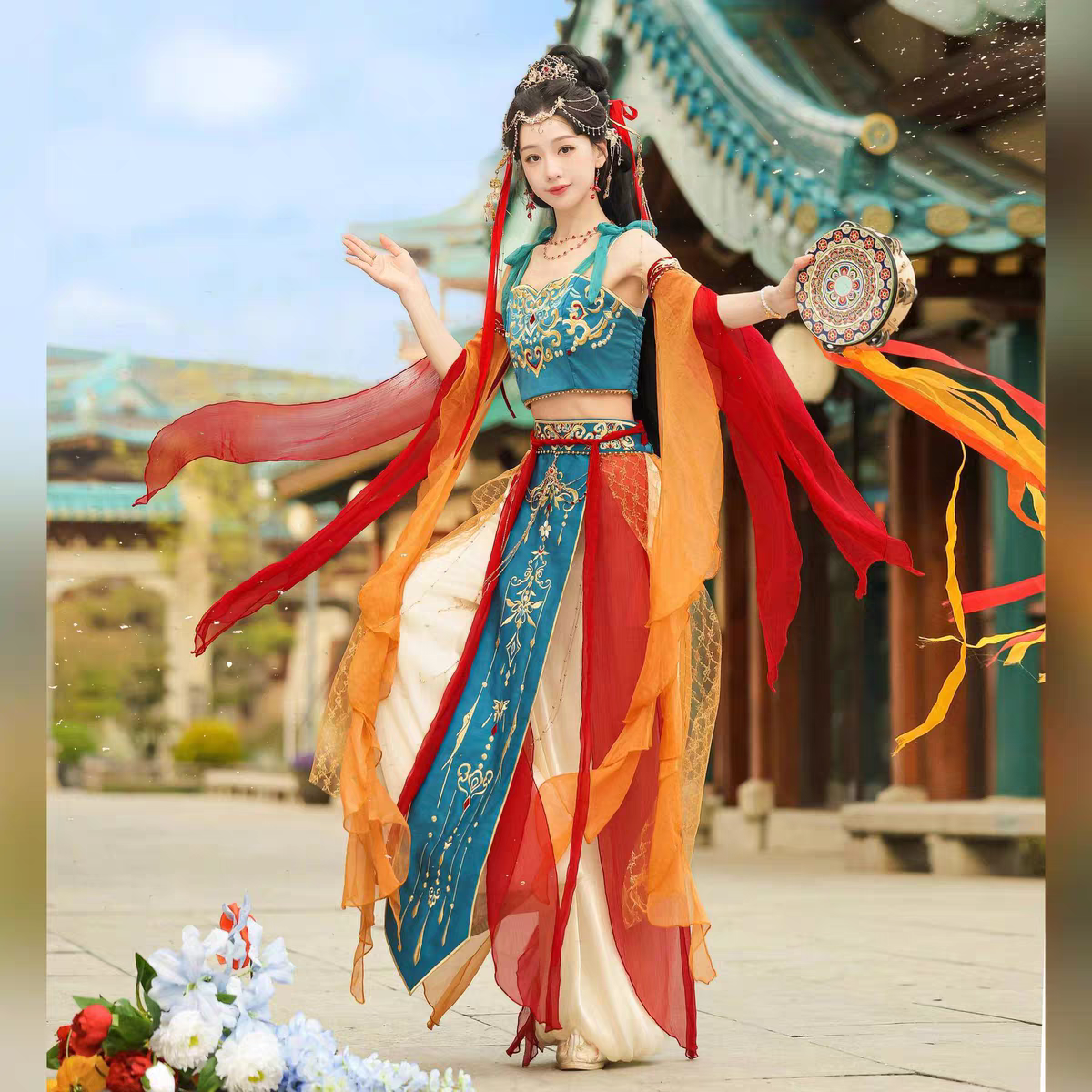 Dunhuang Exotic-style Han-element Ethereal Dance Costume — Flattering, Flowing, Embroidered, Ancient-style