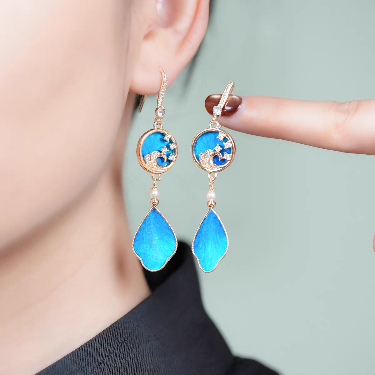 Chinese Ronghua Flower Earrings | Traditional Chinese Handmade Floral Earrings | Elegant Cultural Gift