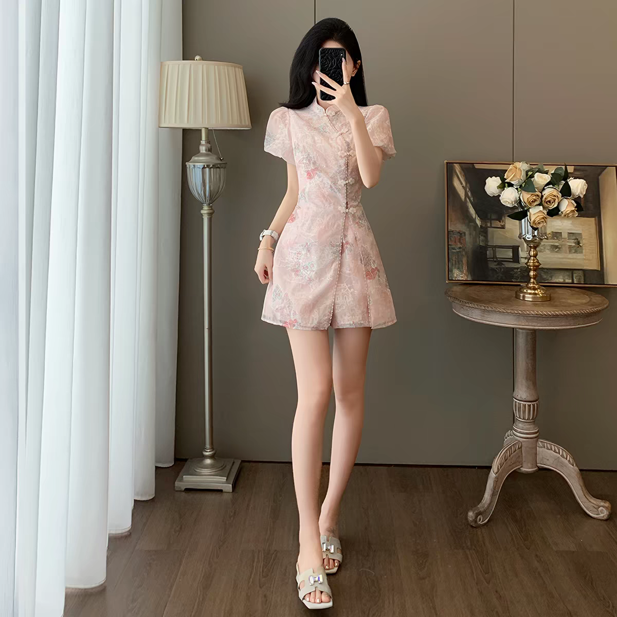 Modern Chinese Cheongsam Two-Piece Set – New Chinese Style Outfit | International Shipping (S-XL)