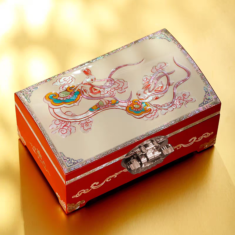 Mother-of-Pearl Inlay Jewelry Box – Handmade Lacquerware, Perfect Wedding Gift for Her