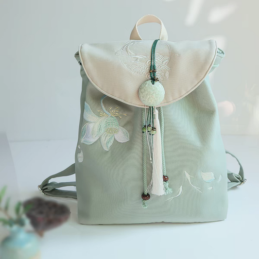 Guofeng Embroidered Backpack – Traditional Chinese Floral