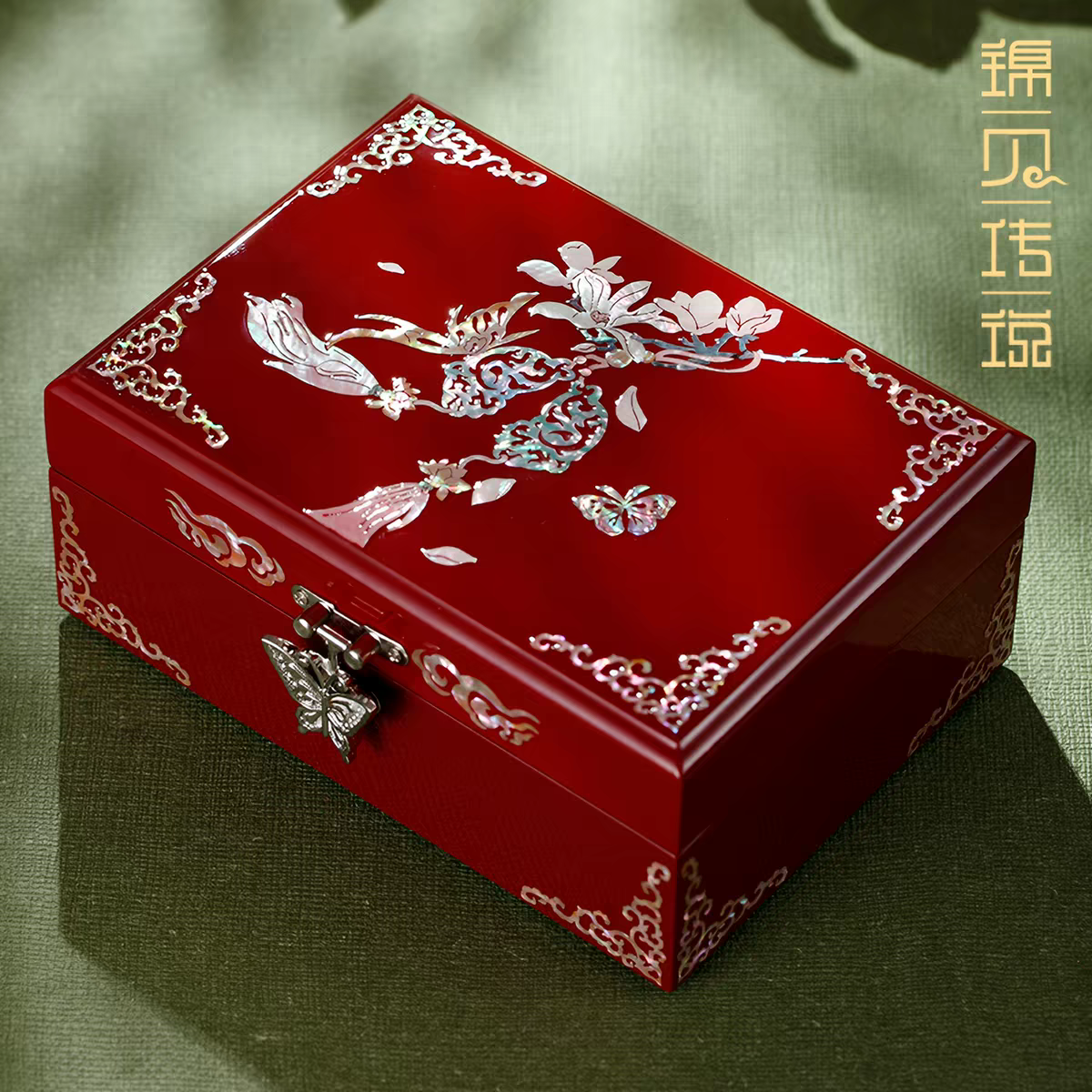 Mother-of-Pearl Inlay Jewelry Box – Handmade Lacquerware, Perfect Wedding Gift for Her