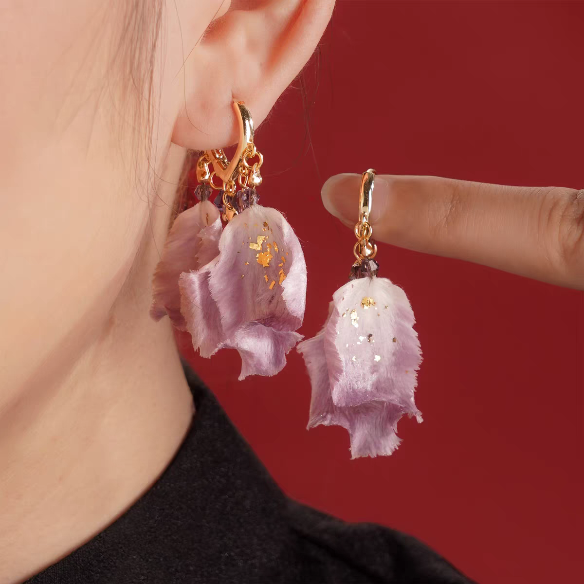 Chinese Ronghua Flower Earrings | Traditional Chinese Handmade Floral Earrings | Elegant Cultural Gift