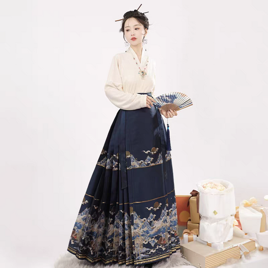 Ensemble Hanfu assorti à la jupe Ma-mian T-S au T-XL
