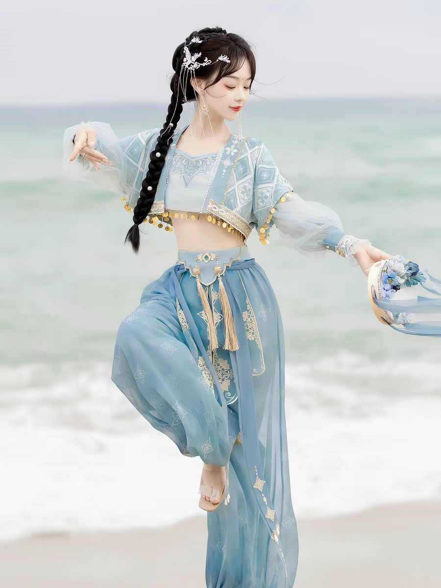Hanfu Women's Summer Chinese-style Han-element Top — Dunhuang Flying Apsaras Western Regions Performance Costume