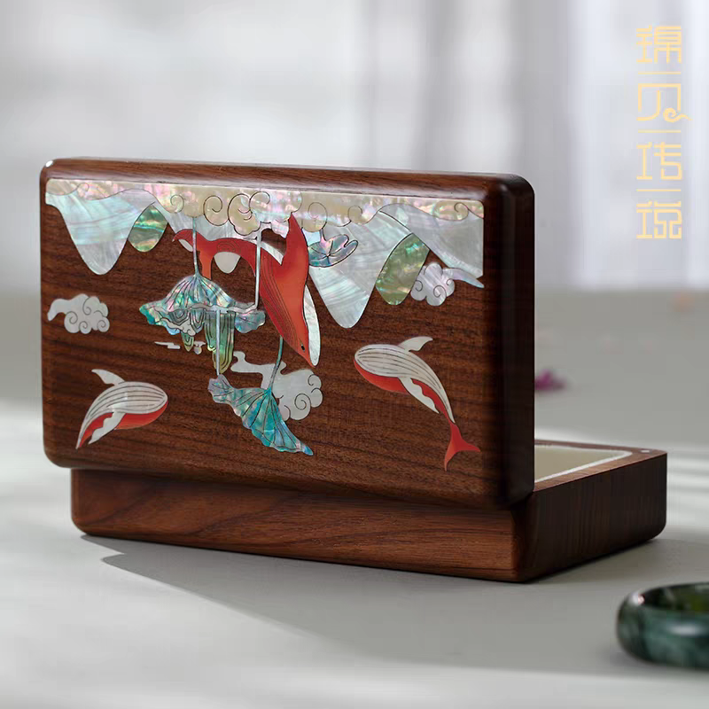 Mother-of-Pearl Inlay Jewelry Box – Handmade Lacquerware, Perfect Wedding Gift for Her