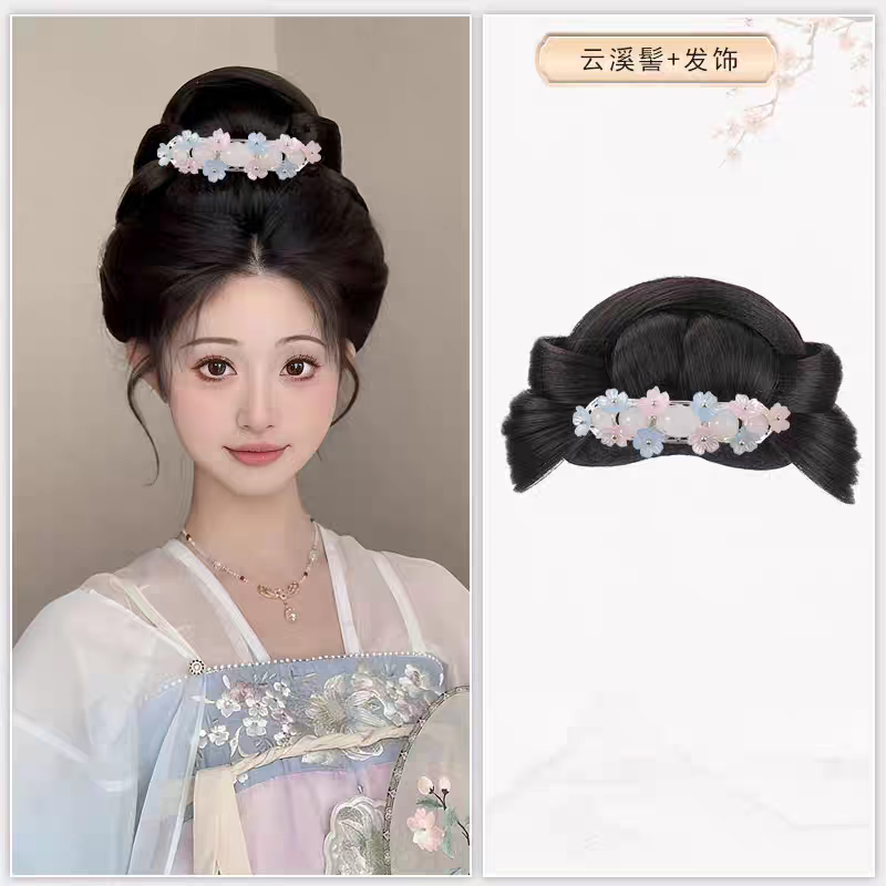 Hanfu Wig Bun Hairpiece | Chinese Ancient Costume Hair Accessories, Bridal Updo Extension for Cosplay