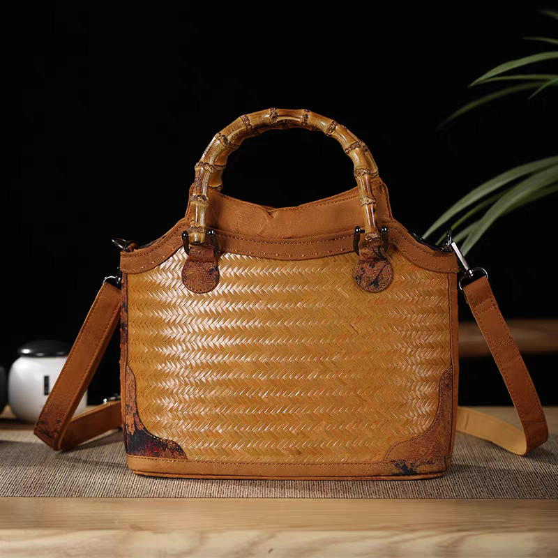 Lotus Silk Bamboo Weave Qipao Handbag