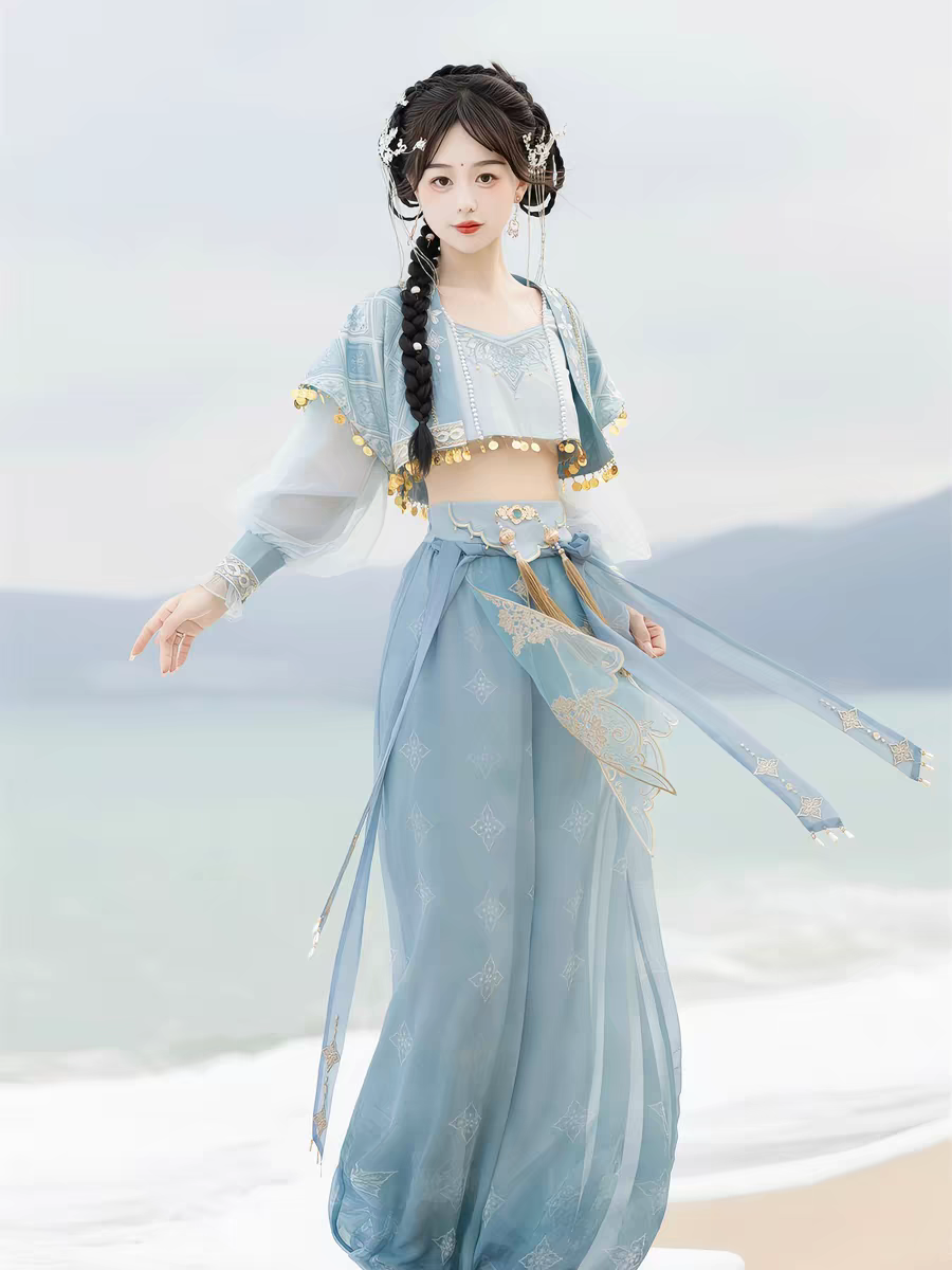 Hanfu Women's Summer Chinese-style Han-element Top — Dunhuang Flying Apsaras Western Regions Performance Costume