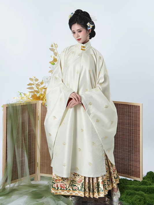 Ming-Style Hanfu Stand-Collar Long Robe and Mamian Skirt Set