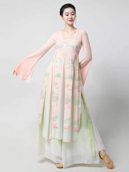 古典舞蹈服女飘逸汉唐风齐胸襦裙中国风民族舞台表演服身韵纱衣S-4XL