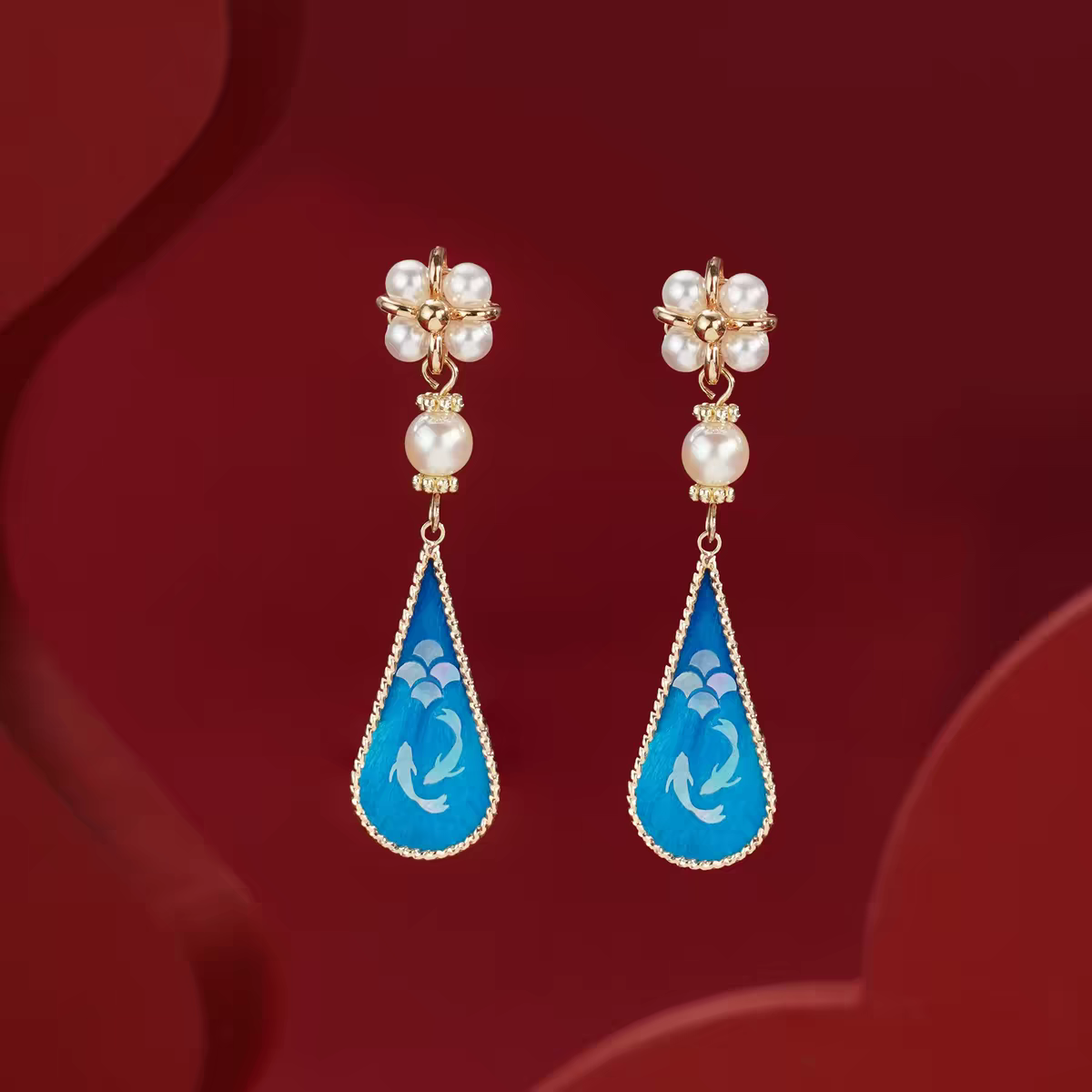 Chinese Ronghua Flower Earrings | Traditional Chinese Handmade Floral Earrings | Elegant Cultural Gift