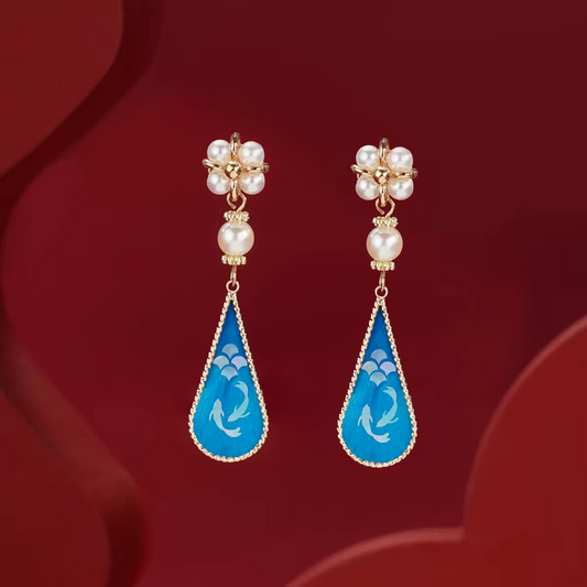 Chinese Ronghua Flower Earrings | Traditional Chinese Handmade Floral Earrings | Elegant Cultural Gift