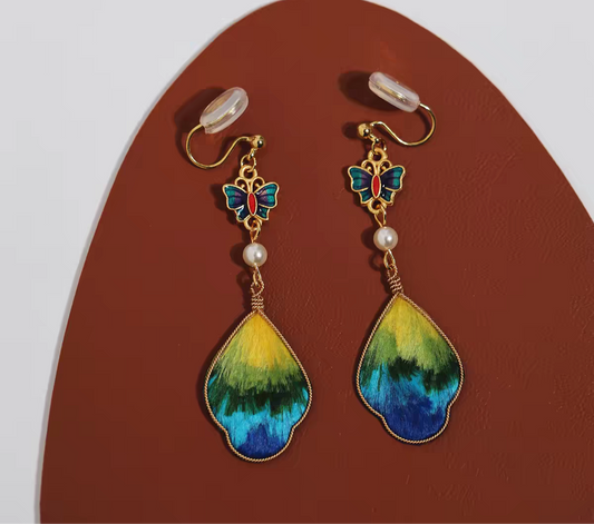 RongHua Chinese New Style Clip On Earrings for Women | No Ear Piercing Traditional Inspired Jewelry