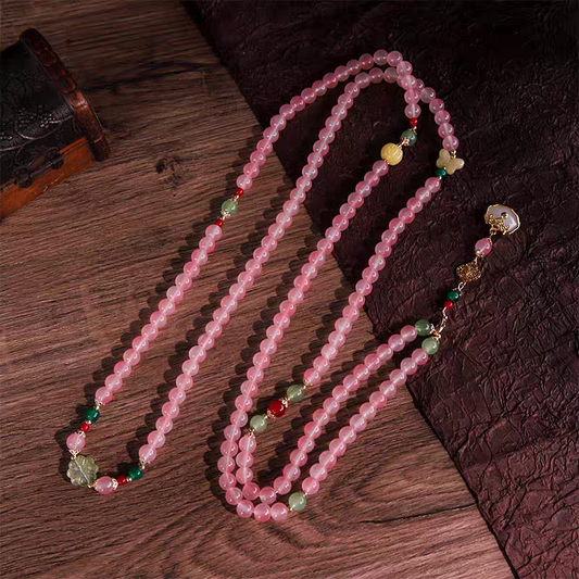 Versatile necklace新中式国风斜挎链渐变纹路珠长款百搭项链