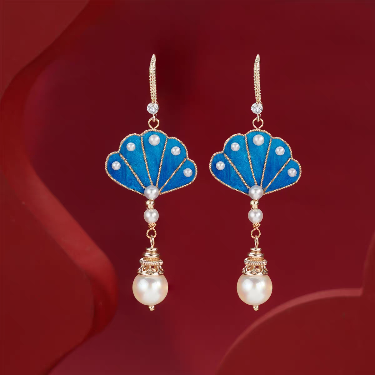 Chinese Ronghua Flower Earrings | Traditional Chinese Handmade Floral Earrings | Elegant Cultural Gift