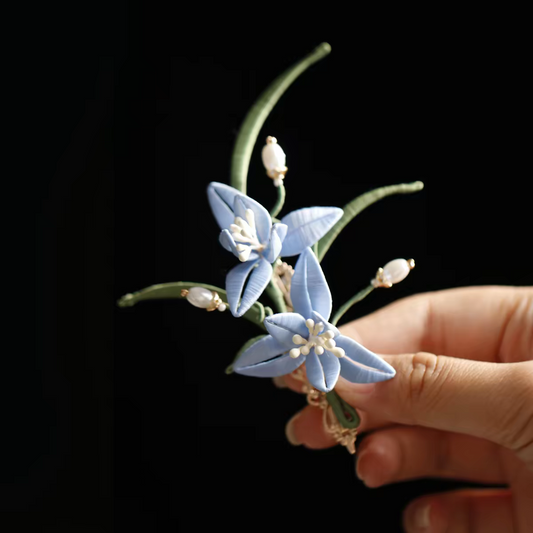 Chinese Twined Flower Hair Clip (Chanhua) – Intangible Cultural Heritage Silk Hairpin, Handmade Hair Accessory