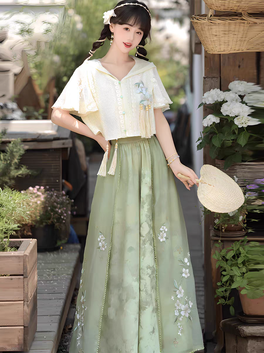 Han-style Song-style Pants改良汉服新中式汉元素宋裤子套装S-L