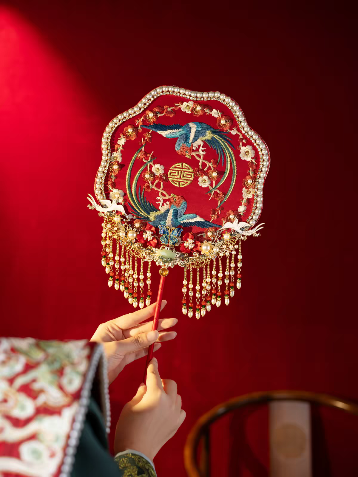 Double Happiness Wedding Fan – Traditional Chinese Bridal Fan, Perfect for Gifting