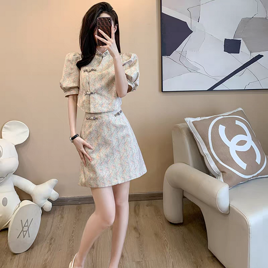 Modern Chinese Cheongsam Two-Piece Set – New Chinese Style Outfit | International Shipping New Chinese Style Cheongsam Two-Piece Set S-XL