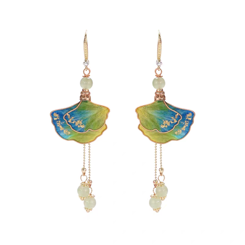 Chinese Ronghua Flower Earrings | Traditional Chinese Handmade Floral Earrings | Elegant Cultural Gift
