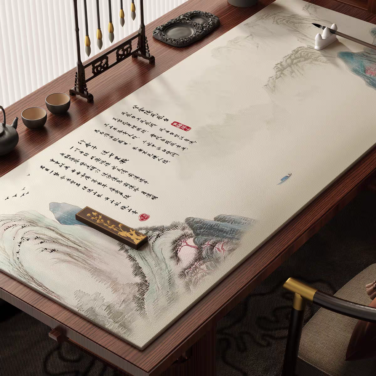 New Chinese style desk protector, 60*120cm新中式书桌保护垫60*120cm