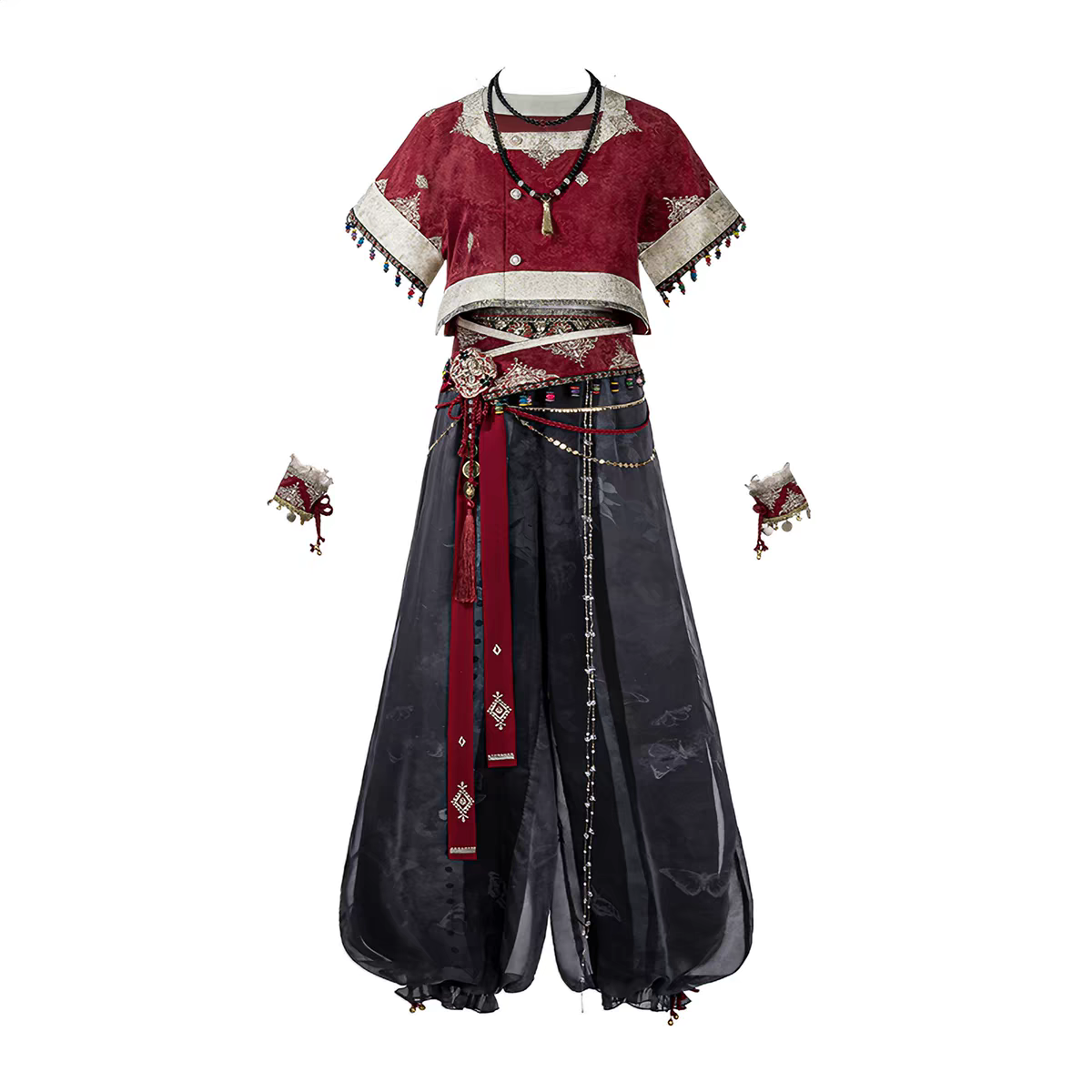 Dunhuang Flying Apsaras Hanfu — Exotic-style Han-element Tang Dynasty-style Lantern Pants & Red Top Set