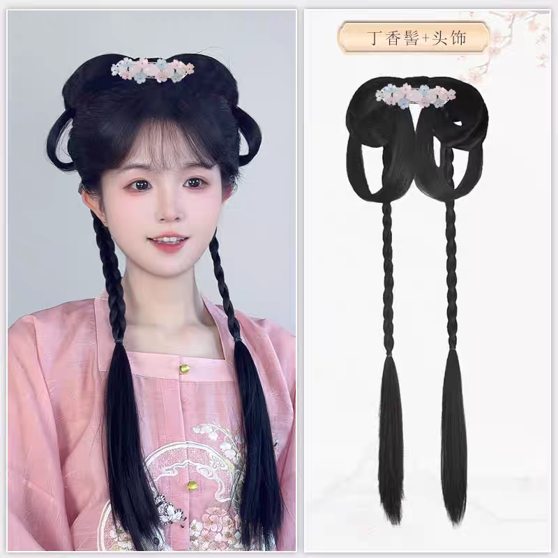 Hanfu Wig Bun Hairpiece | Chinese Ancient Costume Hair Accessories, Bridal Updo Extension for Cosplay