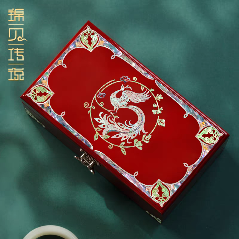 Mother-of-Pearl Inlay Jewelry Box – Handmade Lacquerware, Perfect Wedding Gift for Her