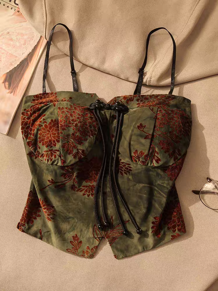 New Chinese style top新中式吊带背心