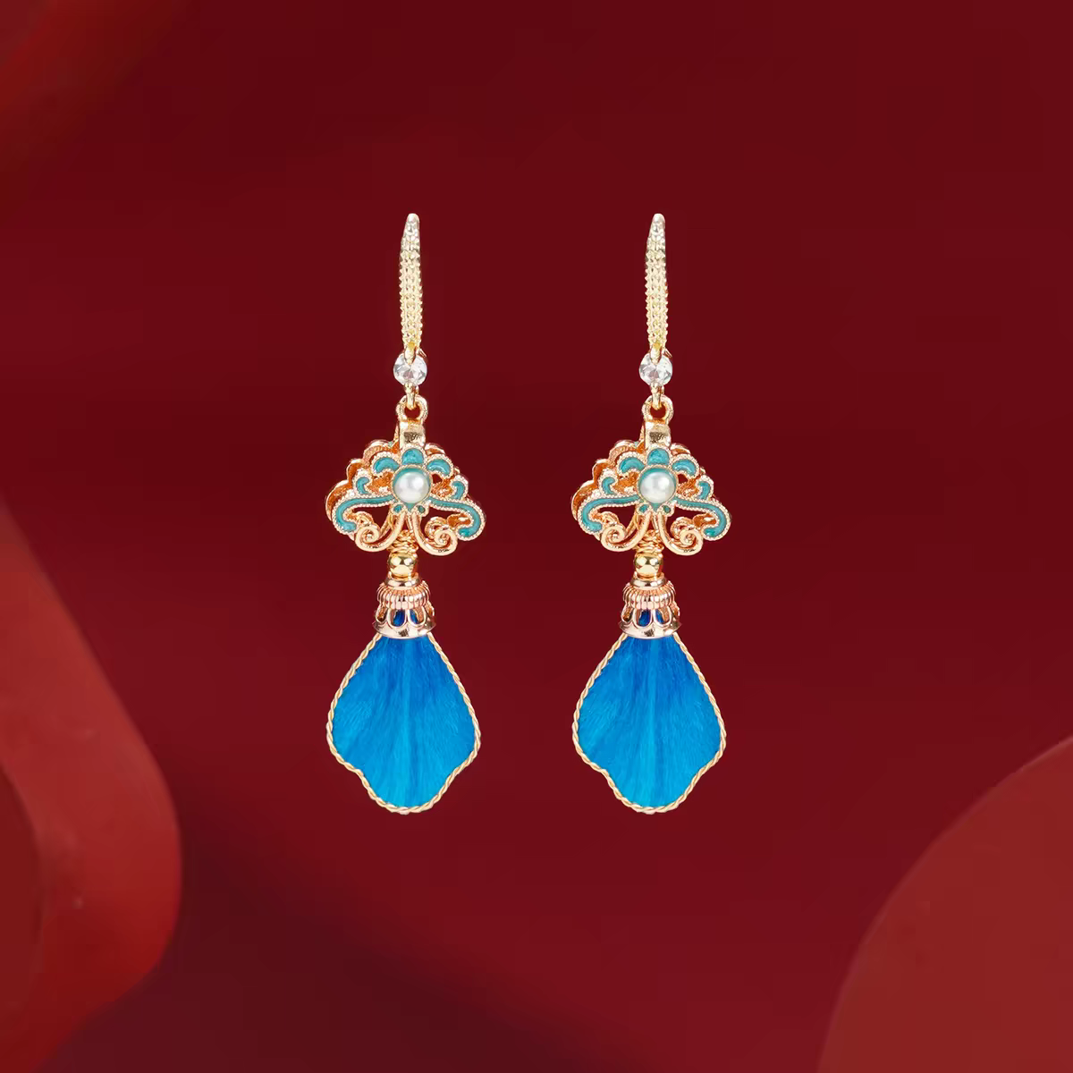 Chinese Ronghua Flower Earrings | Traditional Chinese Handmade Floral Earrings | Elegant Cultural Gift