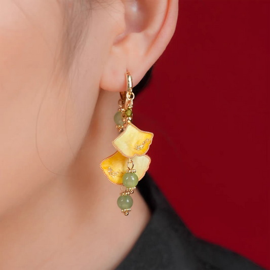 Chinese Ronghua Flower Earrings | Traditional Chinese Handmade Floral Earrings | Elegant Cultural Gift