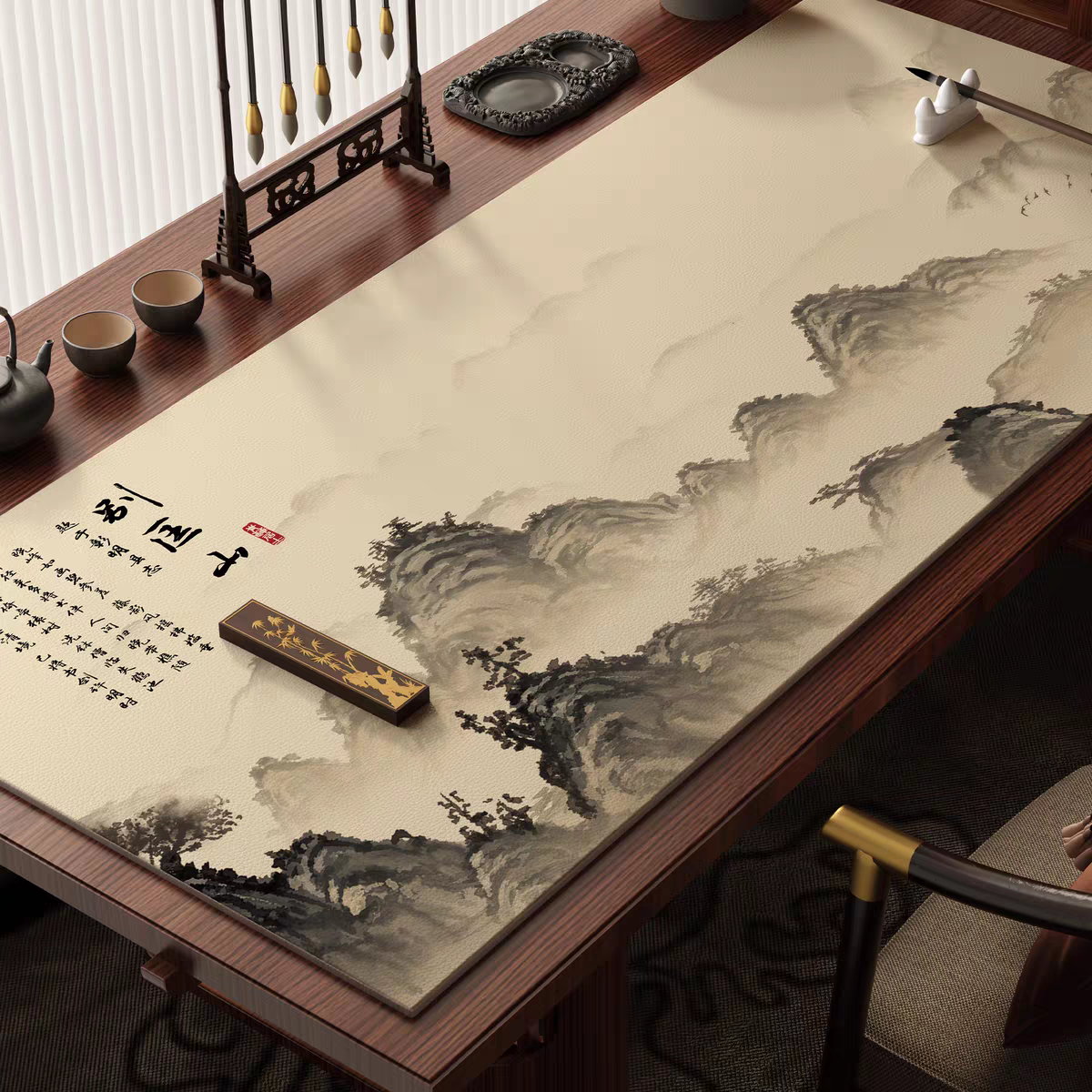 New Chinese style desk protector, 60*120cm新中式书桌保护垫60*120cm