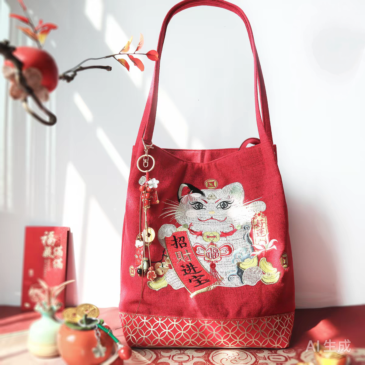 Embroidered Shoulder Bag