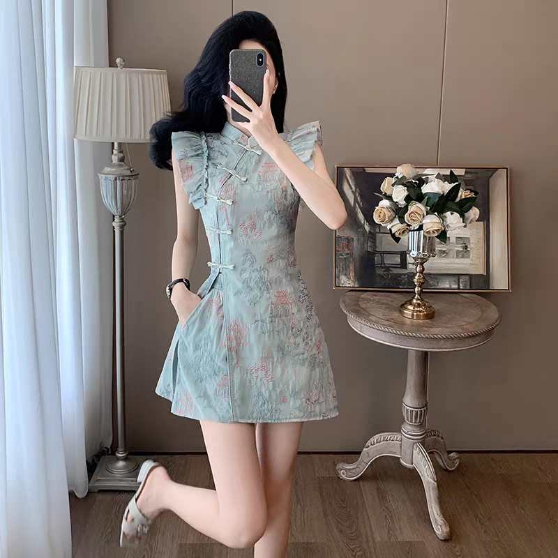 Set Dua Keping Cheongsam Cina Moden – Pakaian Gaya Cina Baharu | Penghantaran Antarabangsa Tersedia S-XL