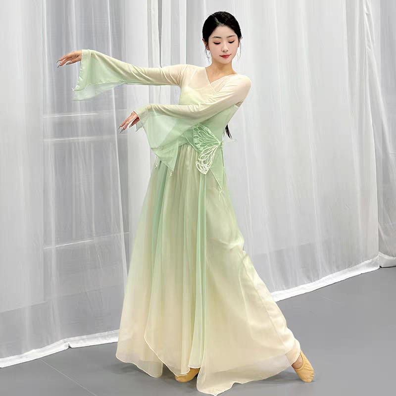 古典舞服装飘逸身韵渐变蝴蝶纱衣练功服仙气形体服裙裤舞蹈演出服S-4XL