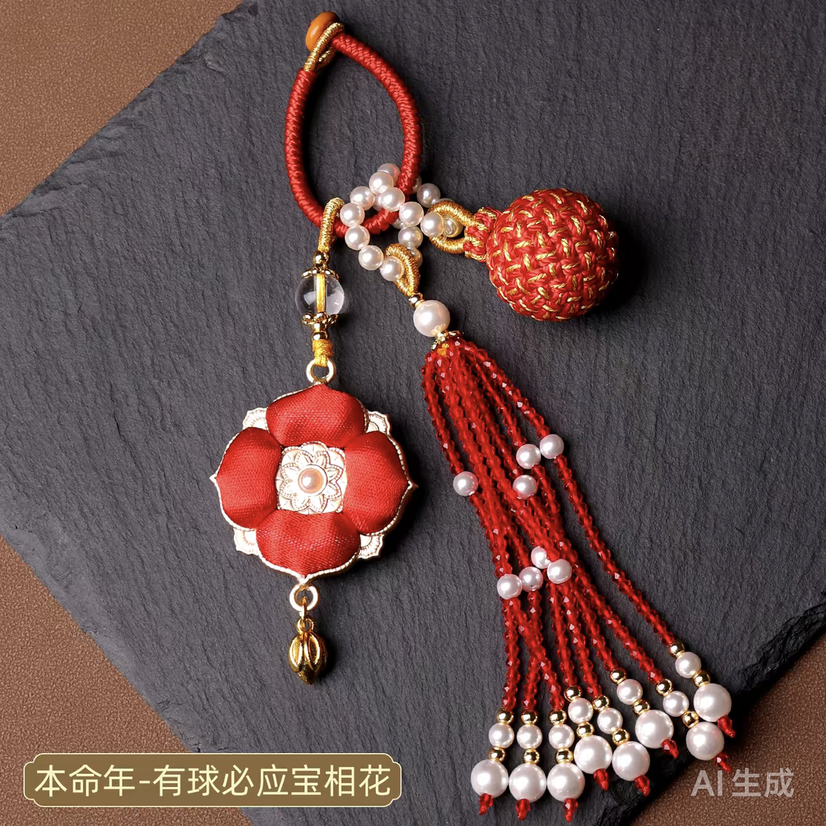 Song Brocade Treasure Flower Tassel Pendant – Chinese Silk Car Hanging, Keychain & Bag Charm